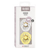 Picture of BIBS Boheme Pacifiers 2 Pack BPA Free Cherry Shape Nipple | White/Sunshine | Size 6-18 Months