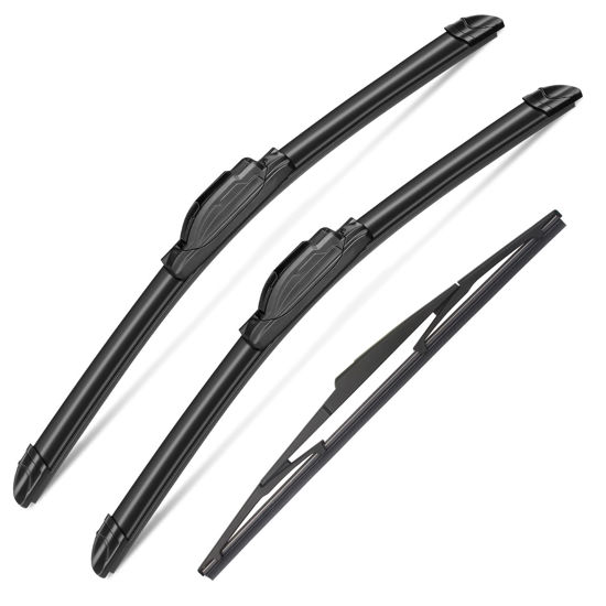 Picture of 3Pcs Windshield Wipers Blades for Nissan Versa 2007 2008 2009 2010 2011, Original Equipment Replacement Automotive Replacement Windshield Wiper Blades for My Car- 26"/14"/14D" (Pack of 3) J- HOOK