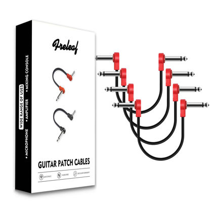 Picture of Freleaf Professional Flat Guitar Patch Cables, Noise Free, Save Space, 1/4" TS Right Angle for Guitar Effect Pedals, 6IN 4 Pack, Red