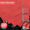 Picture of HOMERHYME Shop Towels Rags, 100 Pack Microfiber Cleaning Cloth Bulk Absorbent Detailing Rags, Lint-Free Microfiber Towels for Cars, Mechanic, Shop, Garage & Housekeeping 11.5"*11.5" Red