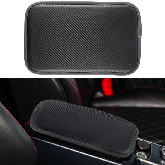 Picture of Amiss Car Center Console Pad, Universal Waterproof Car Armrest Seat Box Cover, Car Interior Accessories, Carbon Fiber PU Leather Auto Armrest Cover Protector for Most Vehicle, SUV, Truck, Car (Gray)