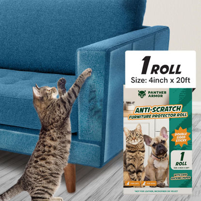 Picture of Panther Armor Pet Tape for Furniture, Stop Cats from Scratching, Sticky Tapes, 4 in Wide,10 ft Long, Double-Sided Sticky Deterrent, Effective for Couch Corners and Small Areas