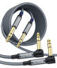 Picture of AkoaDa 1/4 Inch TRS Instrument Cable (20 ft 2Pack), Right Angle 6.35mm Male Jack Stereo Audio Interconnect Cord,Compatible for Bass,Keyboard,Mixer,Amplifier,Amp,ect