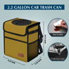 Picture of Femuar Car Trash Can Leak Proof Car Trash Bag Waterproof Car Garbage Can with Lid for SUV Front Seat Multipurpose Car Hanging for Headrest Collapsible and Portable with Storage Mesh Pocket, Khaki