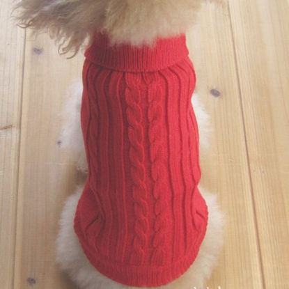Picture of Tangpan Turtleneck Classic Straw-Rope Pro Pet Dog Sweater Apparel (Red,M)