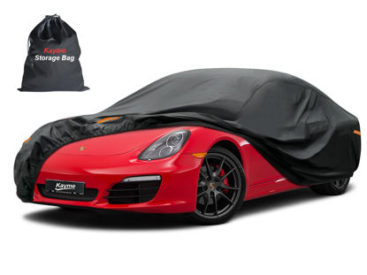 Picture of Kayme 7 Layers Car Cover Waterproof All Weather for Coupe, Outdoor Full Cover Universal Fit for Porsche 718 Cayman Boxster, Nissan 350Z 370Z, Jaguar F Type, Subaru BRZ, Toyota 86, Etc (Up to 177 inch)