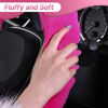 Picture of SEG Direct Furry Car Steering Wheel Cover with Gear Shift Cover, Soft and Warm, Cute Fluffy Auto Decor for Women Men, Standard Size, 2 PCS Set, Magenta