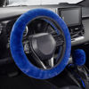 Picture of SEG Direct Furry Car Steering Wheel Cover with Fluffy Gear Shift Cover Soft Warm Non-Slip Car Decoration for Men Women Girls 2 PCS Set, Blue