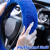 Picture of SEG Direct Furry Car Steering Wheel Cover with Fluffy Gear Shift Cover Soft Warm Non-Slip Car Decoration for Men Women Girls 2 PCS Set, Blue