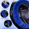 Picture of SEG Direct Furry Car Steering Wheel Cover with Fluffy Gear Shift Cover Soft Warm Non-Slip Car Decoration for Men Women Girls 2 PCS Set, Blue