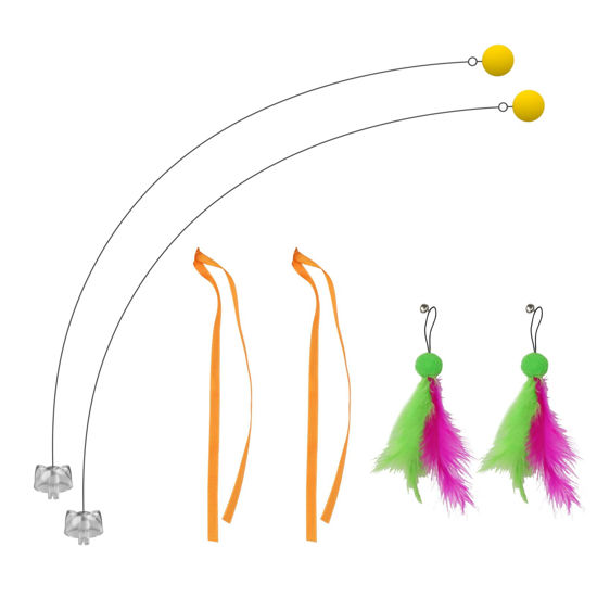 Picture of Oxawo Interactive Cat Toys Cat Exercise Tumbler, Rechargeable Cat Toys for Indoor Cats Spin Butterfly Game Teasing Kitty, Extra Long Feather Wand (Attachment)