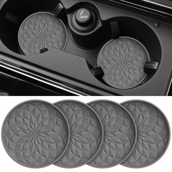 Picture of ME.FAN Car Cup Coaster [4 Pack] Silicone Car Coasters/Cup Mats - 2.75In Universal Non-Slip Recessed Car Interior Accessories - Car Cup Holder Insert Coasters Deep Grey