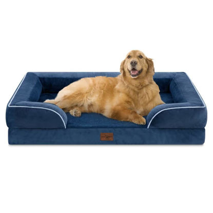 Picture of Comfort Expression Extra Large Dog Beds, Waterproof Orthopedic Foam Dog Beds, XL Dog Bed with Bolster, Washable Dog Bed Sofa Pet Bed with Removable Cover & Non-Slip Bottom(X-Large,Navy Blue)