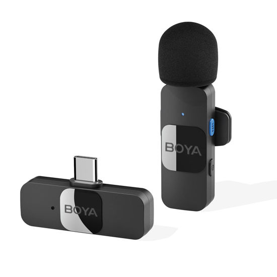 Picture of BOYA Wireless Lavalier Microphone for Android USB C Smartphone Tablet External Noise Canceling Mini Lapel Type C Microphone for iPhone 15 Clip-On Mic for Video Recording Podcast YouTube Live Streaming