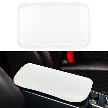 Picture of Amiss Car Center Console Pad, Universal Waterproof Car Armrest Seat Box Cover, Car Interior Accessories, Carbon Fiber PU Leather Auto Armrest Cover Protector for Most Vehicle, SUV, Truck, Car (Cream)