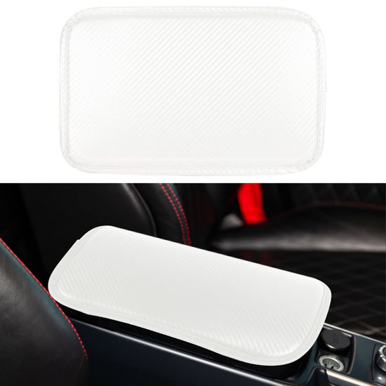 Picture of Amiss Car Center Console Pad, Universal Waterproof Car Armrest Seat Box Cover, Car Interior Accessories, Carbon Fiber PU Leather Auto Armrest Cover Protector for Most Vehicle, SUV, Truck, Car (Cream)