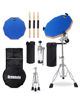 Picture of GrowDaily Drum Practice Pad Snare Drum Stand Set 12 In With Blue Double Sided Silent Drum Pad,Drum Dampeners Gel, Drum sticks,Carrying Bag Adjustable Stand(Fits 10''-14'' Drums) (Blue)