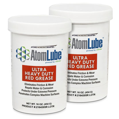 Picture of AtomLube Ultra Heavy Duty Red Grease | Wheel Bearing Grease for Semi Truck Accessories | Waterproof Lubricant & High Temp Grease for Metal Surfaces, 2-Pack of 16 oz Jars