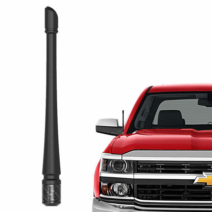 Picture of RYDONAIR Short Antenna Compatible with Chevy Silverado & GMC Sierra Trucks All Model Years, Internal Copper Coil for Enhanced Reception, Car Wash Proof, 7 inches Rubber Antenna Replacement