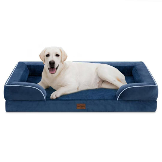 Picture of Comfort Expression PV Washable Jumbo Dog Bed for Extra Large Dogs, Waterproof Orthopedic Dog Bed, Jumbo Breed Dog Bed Sofa with Removable Cover & Non-Slip Bottom(Jumbo,Navy Blue)