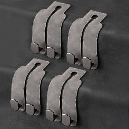 Picture of Amelity Car Back Seat Headrest Hooks, Car Hooks for Purses and Bags Cute, Purses Holder for Car, Car Seat Back Double Hooks (Grey-4 Pack)