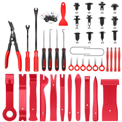 Picture of GOOACC 102Pcs Trim Removal Tool, Auto Terminal Removal Tool, Auto Clip Pliers Stereo Removal Tools, Car Upholstery Repair Removal Kit,Precision Hook and Pick Set, Round Handle Crowbar