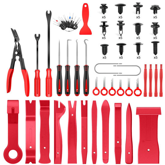 Picture of GOOACC 102Pcs Trim Removal Tool, Auto Terminal Removal Tool, Auto Clip Pliers Stereo Removal Tools, Car Upholstery Repair Removal Kit,Precision Hook and Pick Set, Round Handle Crowbar