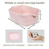 Picture of XUANGUO Woven Cotton Rope Storage Basket with Handles for Organizing Shelves Closet Small Cat Dog Pet Toy Basket Box Bin Decorative Rectangle Baby Nursery basket Gift Basket Empty Light pink