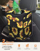 Picture of Pritent Car Trash Can with Lid, Cute Leakproof Car Trash Garbage Bag Hanging Vehicle Trash Bin Small Portable Automotive Garbage Cans Organizer for Back/Front Seat(Trapezoid,Black Sunflower