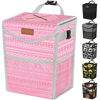 Picture of Pritent Car Trash Can with Lid, Cute Leakproof Car Trash Garbage Bag Hanging Vehicle Trash Bin Small Portable Automotive Garbage Cans Organizer for Back/Front Seat/Console(Trapezoid,Pink Print)