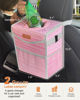 Picture of Pritent Car Trash Can with Lid, Cute Leakproof Car Trash Garbage Bag Hanging Vehicle Trash Bin Small Portable Automotive Garbage Cans Organizer for Back/Front Seat/Console(Trapezoid,Pink Print)