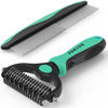 Picture of Docrok Pet Grooming Brush and Metal Comb Combo, Cat Brush Dog Brush for Shedding, Undercoat Rake for Dogs Grooming, Dematting Deshedding Brush Dogs Shedding Tool for Long matted Haired Pets, Green