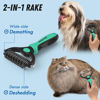 Picture of Docrok Pet Grooming Brush and Metal Comb Combo, Cat Brush Dog Brush for Shedding, Undercoat Rake for Dogs Grooming, Dematting Deshedding Brush Dogs Shedding Tool for Long matted Haired Pets, Green