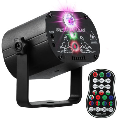 Picture of POCOCO DJ Disco Stage Party Lights, Sound Activated Laser Light RGB Flash Strobe Projector with Remote Control for Christmas Halloween Decorations Karaoke Pub KTV Bar Dance Gift Birthday Wedding