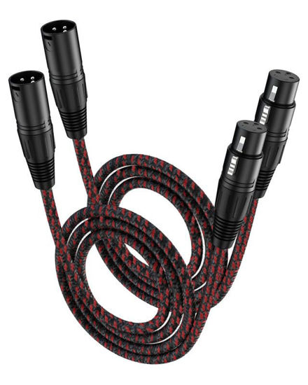 Picture of VANDESAIL XLR Cables 3 FT 2 Pack, XLR Microphone Cable Male to Female Nylon Braided 3 Pin XLR to XLR Cable Compatible with Microphones, Mixer, Speaker Systems and More