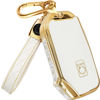 Picture of for Kia Key Fob Cover and Leather Keychain - TPU Key Case for Kia Sportage, Soul, Forte, Telluride, EV6, NIRO, K5, Stinger - 2018-2023 Keyfob Cover - White and Gold