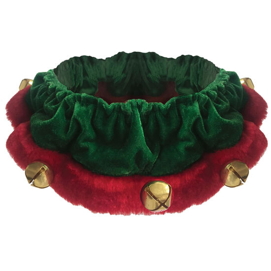Picture of Huxley & Kent Ruff Pet Scrunchy | Elf (Extra-Small) | Festive Christmas/Holiday Neckwear for Dogs/Cats | Fun Stretchable Costume Accessory | Soft Collar with Bells