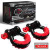 Picture of AUTMATCH D Ring Shackle 3/4" Shackles (2 Pack) 41,887Ibs Break Strength with 7/8" Screw Pin and Shackle Isolator Washers Kit for Tow Strap Winch Off Road Vehicle Recovery Black & Red