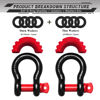 Picture of AUTMATCH D Ring Shackle 3/4" Shackles (2 Pack) 41,887Ibs Break Strength with 7/8" Screw Pin and Shackle Isolator Washers Kit for Tow Strap Winch Off Road Vehicle Recovery Black & Red