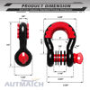 Picture of AUTMATCH D Ring Shackle 3/4" Shackles (2 Pack) 41,887Ibs Break Strength with 7/8" Screw Pin and Shackle Isolator Washers Kit for Tow Strap Winch Off Road Vehicle Recovery Black & Red