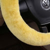 Picture of Furry Wool Sheepskin car Steering Wheel Cover for Girls Women Universal car 14 1/2-15 1/2inchs (Lemon Yellow)