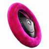 Picture of Fluffy Fur Wool Sheepskin Car Steering Wheel Cover for Woman Universal Auto Fuzzy Steering Wheel 14 1/2 inch-15 1/2inch Protector, Comforting Luxurious Soft (Magenta)
