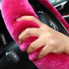 Picture of Fluffy Fur Wool Sheepskin Car Steering Wheel Cover for Woman Universal Auto Fuzzy Steering Wheel 14 1/2 inch-15 1/2inch Protector, Comforting Luxurious Soft (Magenta)