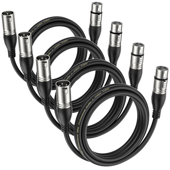 Picture of EBXYA XLR Cable 3ft 4 Packs - Premium Balanced Microphone Cable with 3-Pin XLR Male to Female Mic Speaker Cable, Black