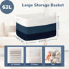 Picture of Goodpick Storaget Basket, 21.6" x 14.9" x 11.8", Toy Storage Basket for Bedroom, Woven Baskets for Storage, Large Basket for Organizing, Rectangle Rope Baskets for Blankets, Blue