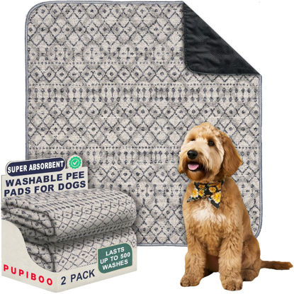Picture of PUPIBOO Washable Pee Pads for Dogs - Super Absorbent Reusable Puppy Training Pads - 100% Waterproof, Leak-Proof & Non-Slip Whelping Pads for Pet Housebreaking