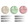 Picture of PandaEar 3 Pack Divided Unbreakable Silicone Baby and Toddler Plates - Non-Slip - Dishwasher and Microwave Safe - Silicone (Pink Green Light Tan)