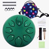 Picture of Steel Tongue Drum Kids Instrument: Musical Metal Tank Drums Set 6 Inch 8 Notes C-Key for Meditation Yoga Education Percussion with Bag, Music Book, Mallets, Finger Picks(Green)