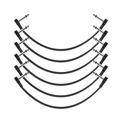 Picture of GOGHOST 12 Inch Guitar Patch Cables 6 Pack, 1/4" TS Right Angle Effect Pedal Flat Cables, Pedal Board Patch Cables, Black