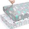 Picture of BROLEX Baby Fitted Crib Sheets: Kid Crib Sheets - Set of 2 for Toddler Standard Size Crib Mattress for Boys and Girls - Jersey Knit Crib Bed Sheets Elephant Whale